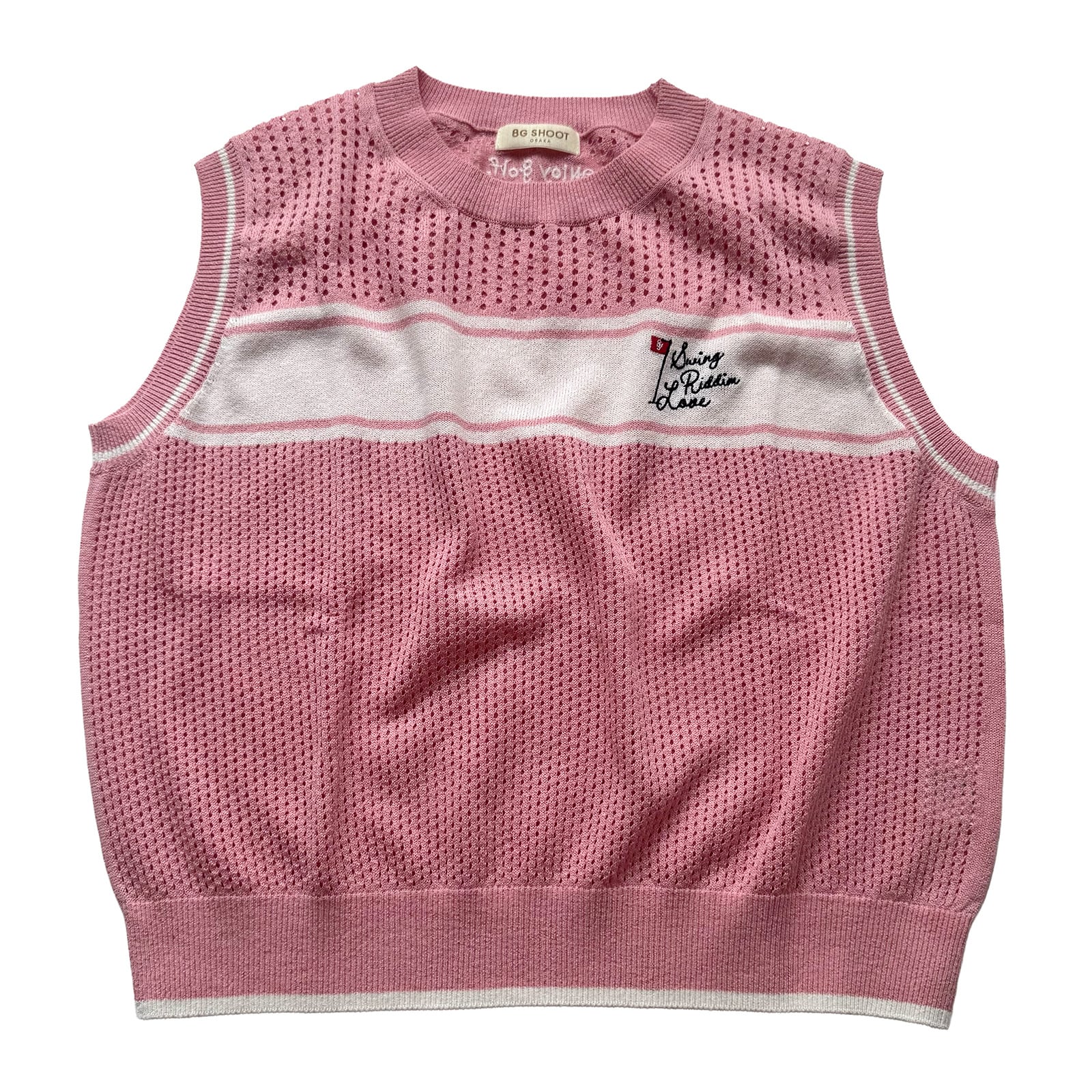 【WOMEN'S】 MESH KNIT VEST -PINK-