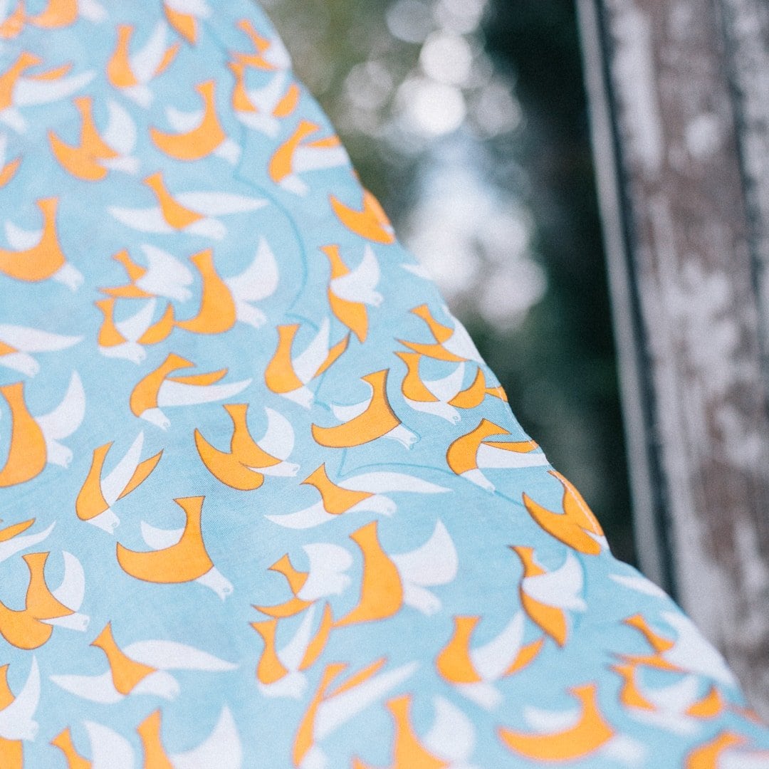 mayumi✾ｍ2294＊美品 正絹 鳥 手縫い仕立て 小紋 鳥獣戯画の注染手ぬぐい - kenema