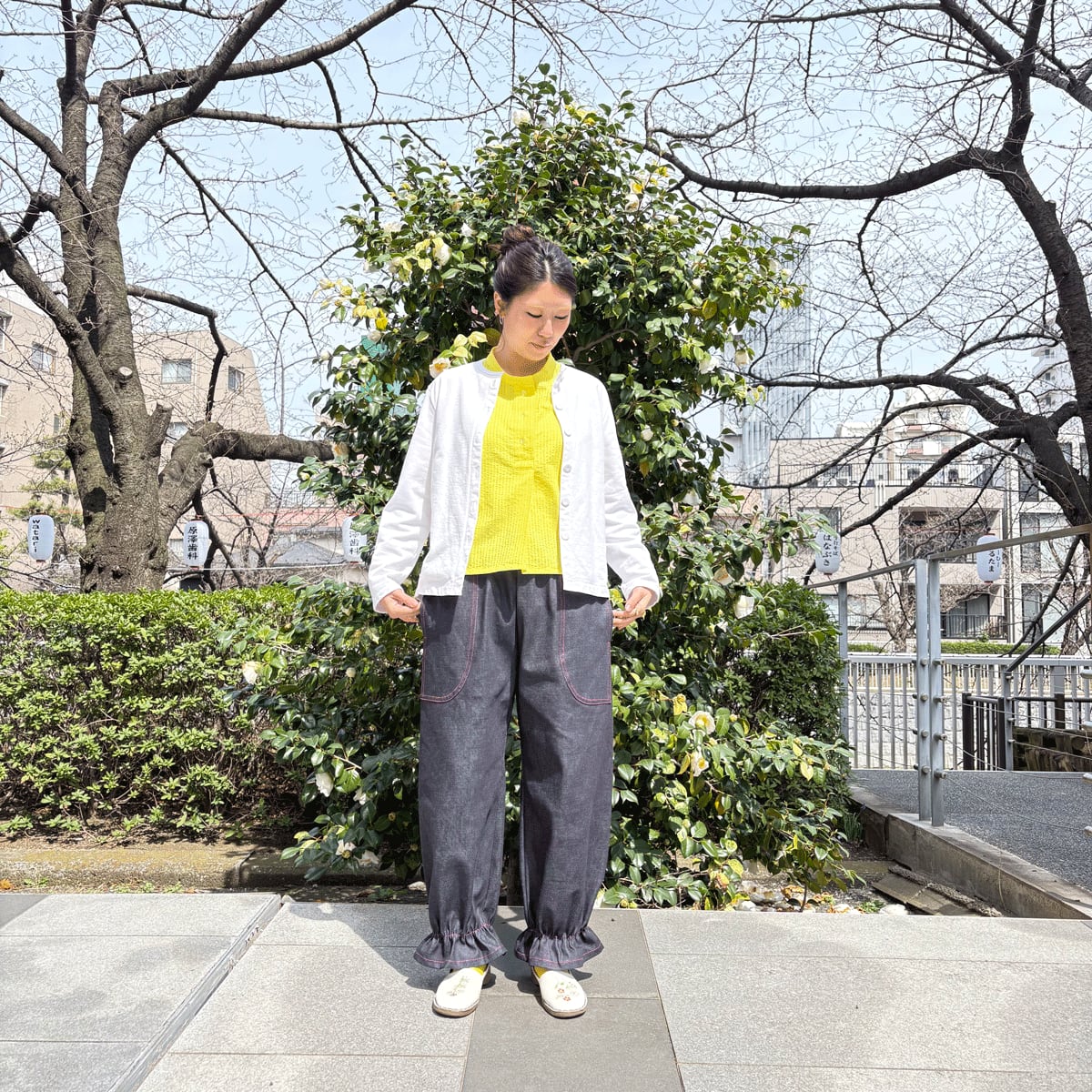 カラーステッチ　デニムドロワーズ　