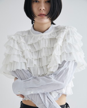 Frilled Short Blouse(WHITE)