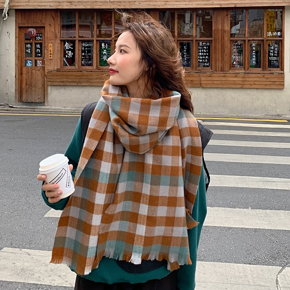 格子柄スカーフ オータムウィンタースタイルロング 秋物 冬物 ブラック・アイド・ピーズ71582759204