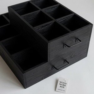 取っ手付木製収納ケース/スパイスラック/マグカップディスプレイ　Sサイズ/ブラック　C0pernicus