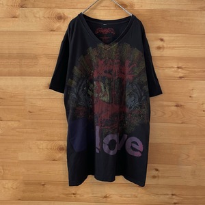 【ROYAL KINGDOM】ビッグプリント Tシャツ LOVE ロゴ Vネック バックロゴ  L US古着