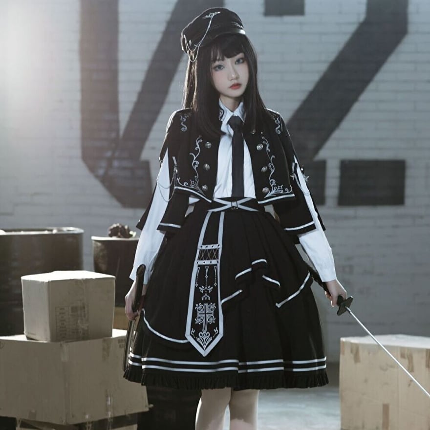 ミリタリーロリータ セットアップ 軍服×ケープ×ダブルブレスト｜WithU