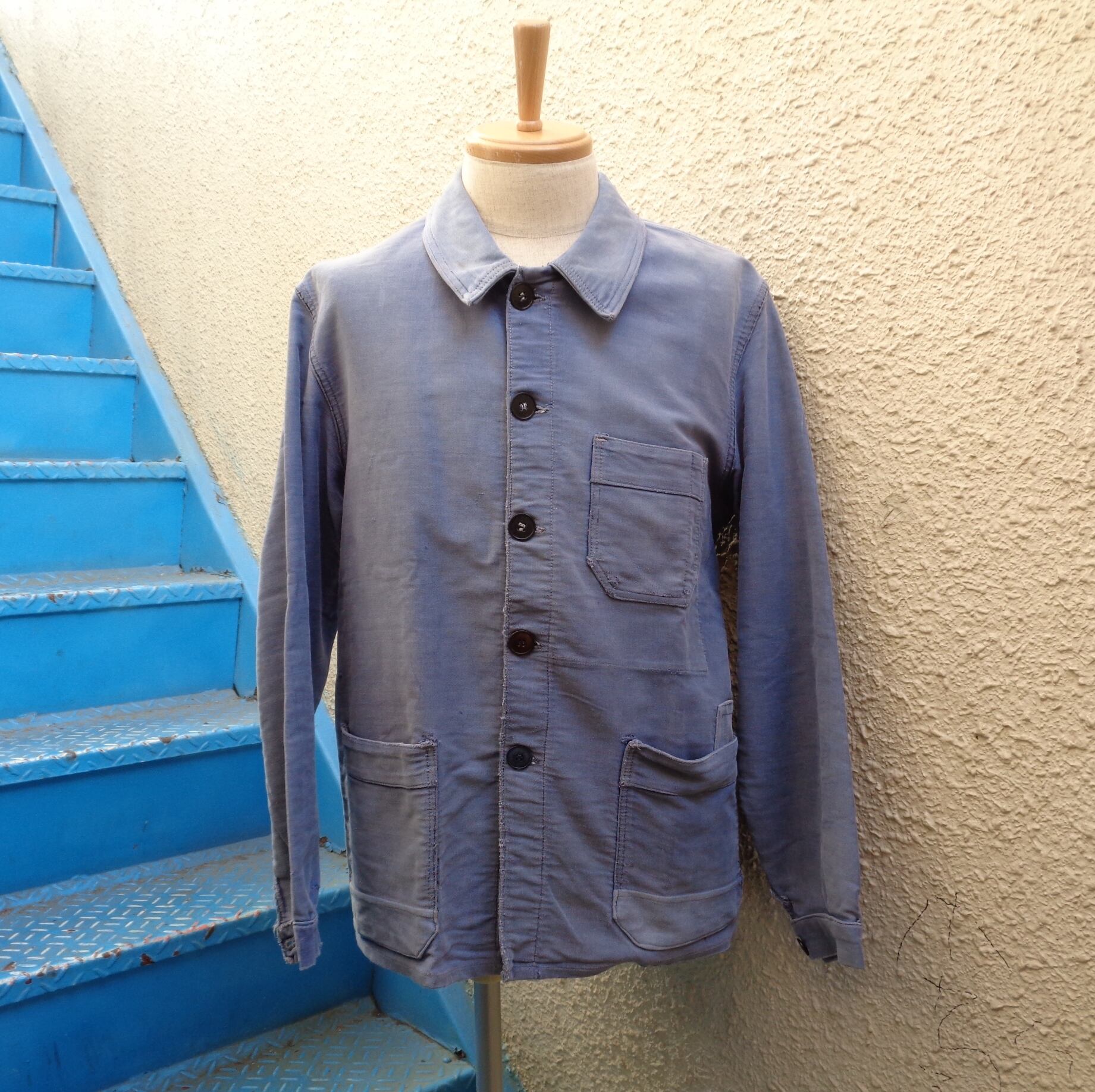 20s French blue moleskin coverall