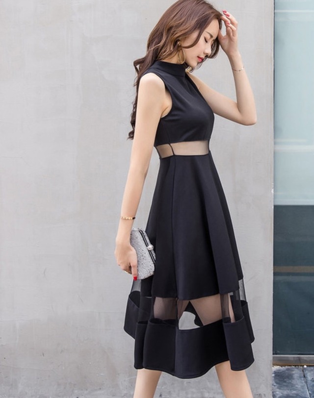 シースルー ブラックワンピース