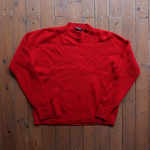 VERSACE WOOL RED MOC NECK SWEATER