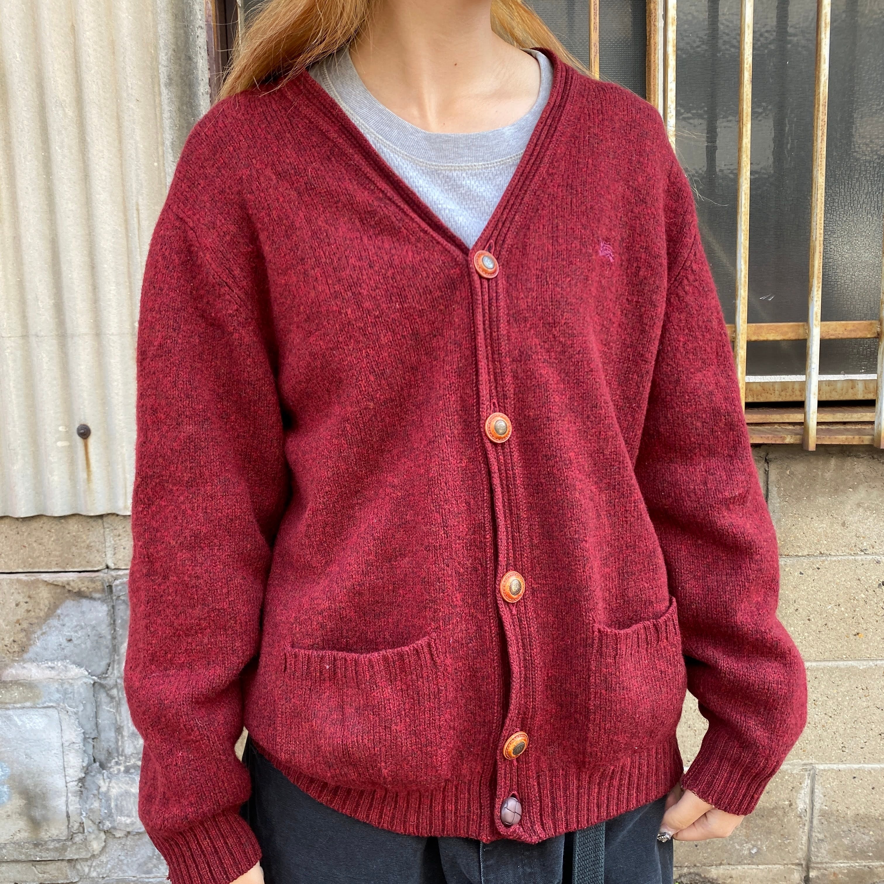 BURBERRY バーバリー ウール ニットカーディガン メンズL相当 古着 