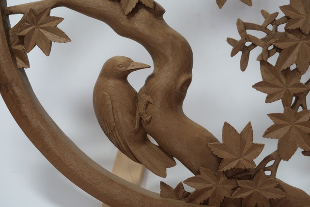 Green Maple and a Quiet Bird ― An Original Openwork Relief by Nozomu Mori