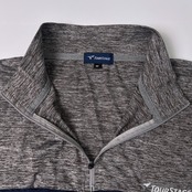 TOURSTAGE ツアーステージ バイカラー ハーフジップ 半袖ポロシャツ M/グレー ネイビー/ゴルフ