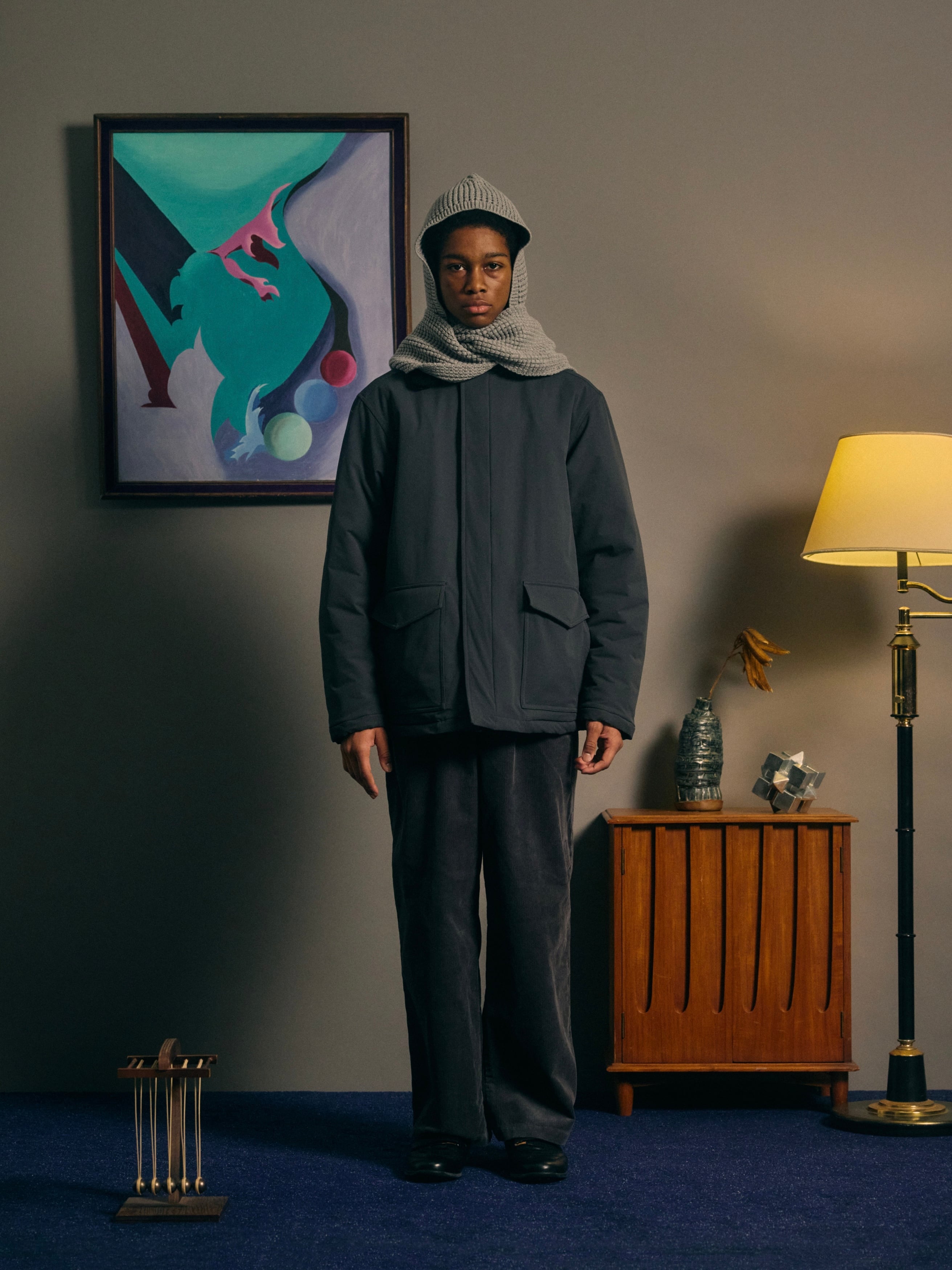 小物 Comfortable Reason Waffle Hood Scarf BRN COMFORTABLE REASON / WAFFLE HOOD SCARF - GREY | DEXIM