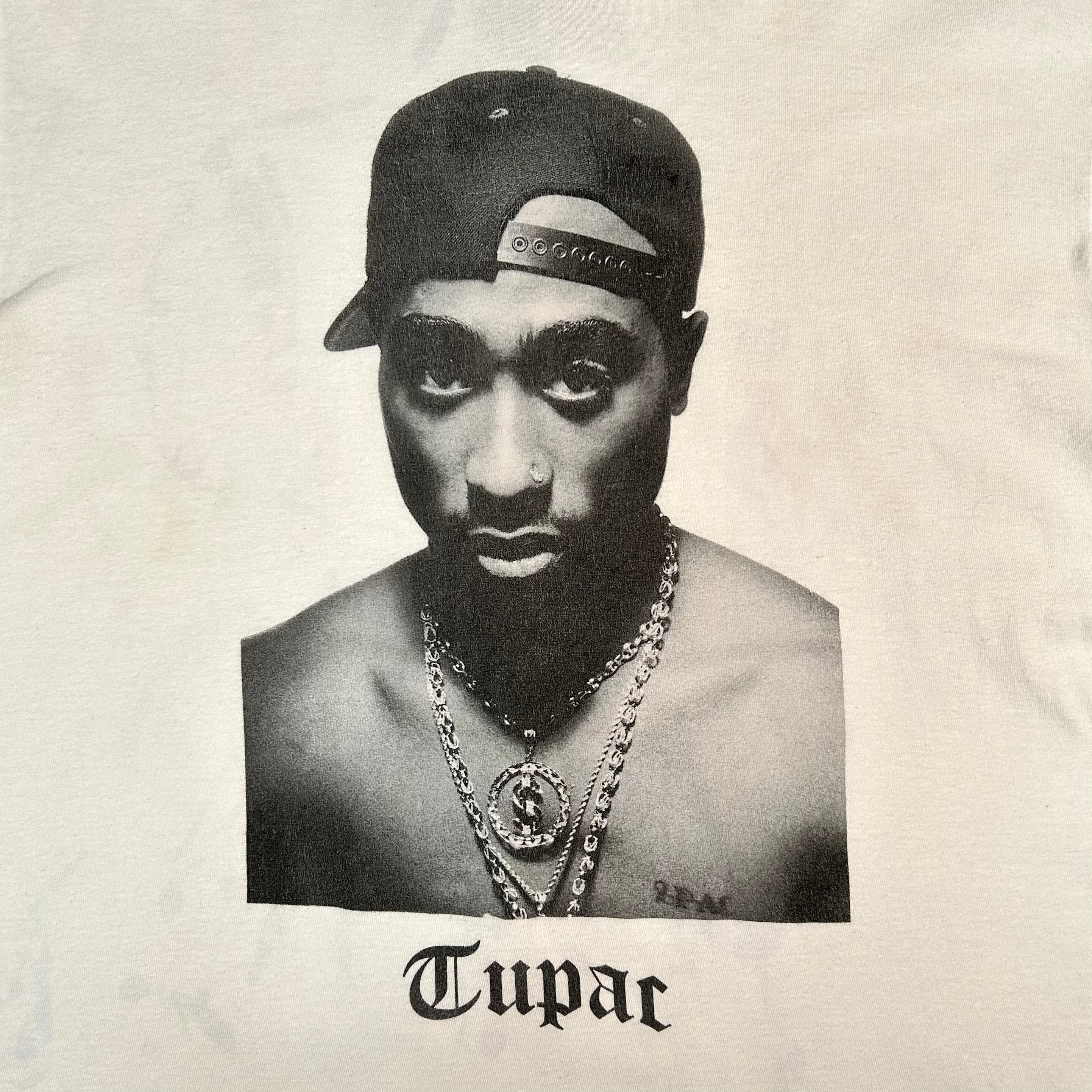 9259 2PAC トゥーパック Tシャツ HIPHOPビッグプリント 白 L | San