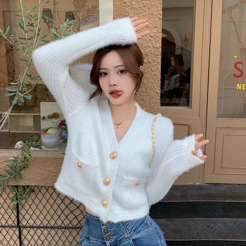 ショートセーター コート オータムウィンターニットカーディガントップス 秋物 冬物 ドラファッションホール89282021940