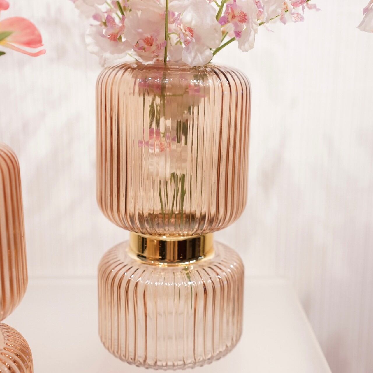 Bello's Item☆フラワーベース/新品/2個セット/ガラス/造花付き/北欧