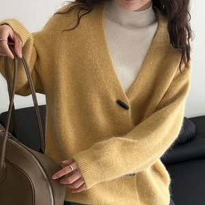 v-neck button-front cardigan　J00283