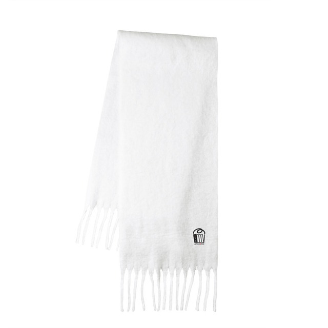 annetmii tokyo ストール（ホワイト・ロゴ刺繍）