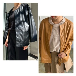 【即納】FAKE LEATHER JACKET -2color-