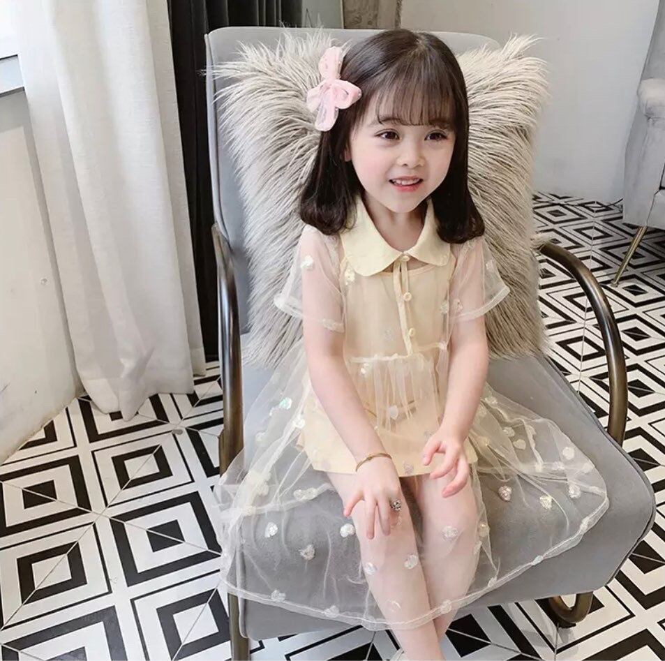 オーガンシー2ピースワンピース••••••プチプラ 海外子供服 女の子 ドレス シャツ