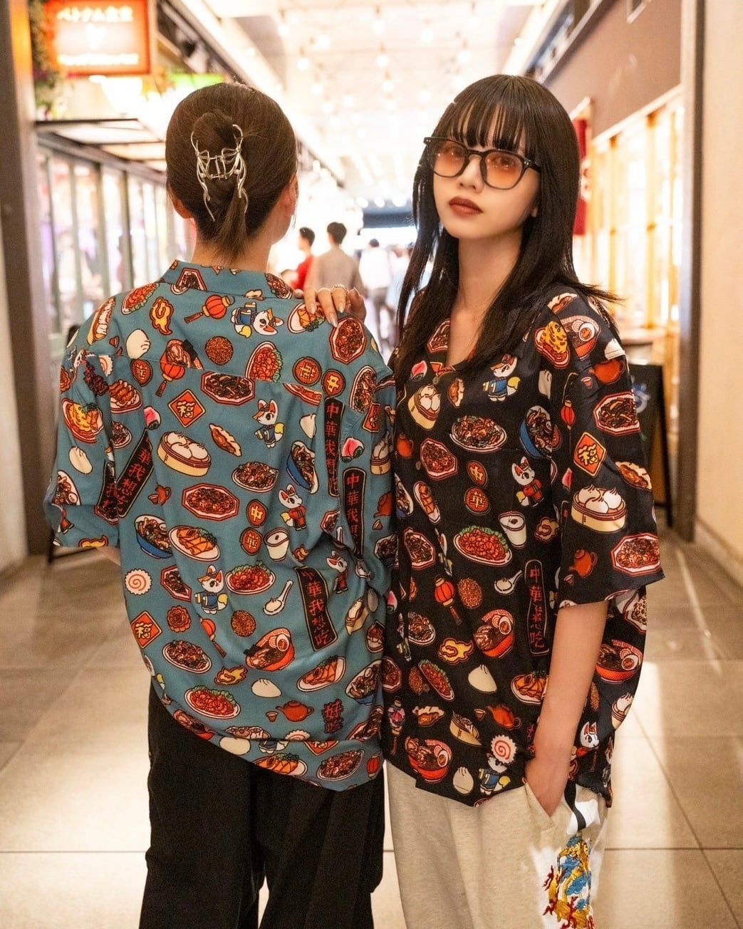 中村杏子コラボ中華総柄シャツ/Black | チュウカタベタイ