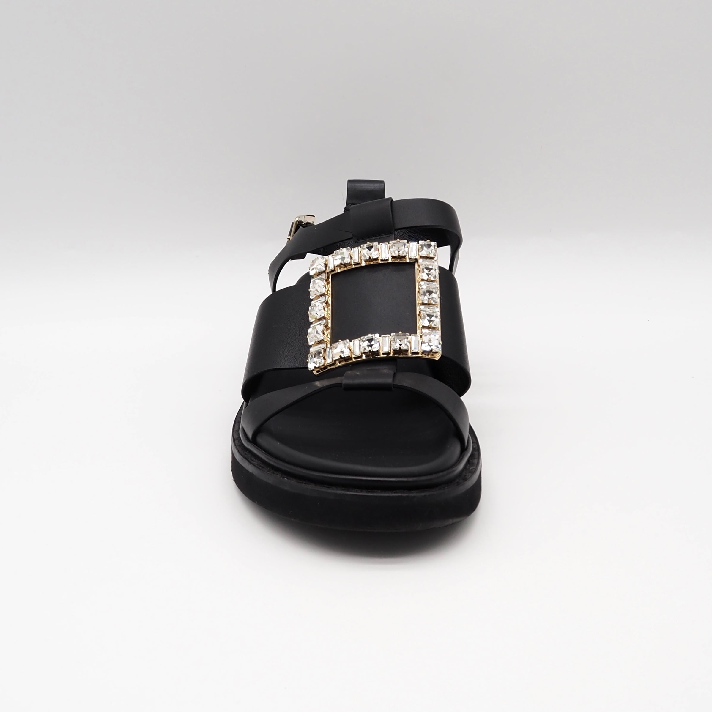 Roger Vivier ヴィヴ レンジャー レザー サンダル レザー ブラック