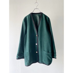 Tyrolean design collar less wool jacket