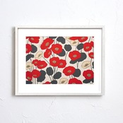 Vivid｜赤と白の北欧テイストが映える抽象ボタニカルアートポスター｜空間を鮮やかに彩るモダンデザイン｜A4ポスター