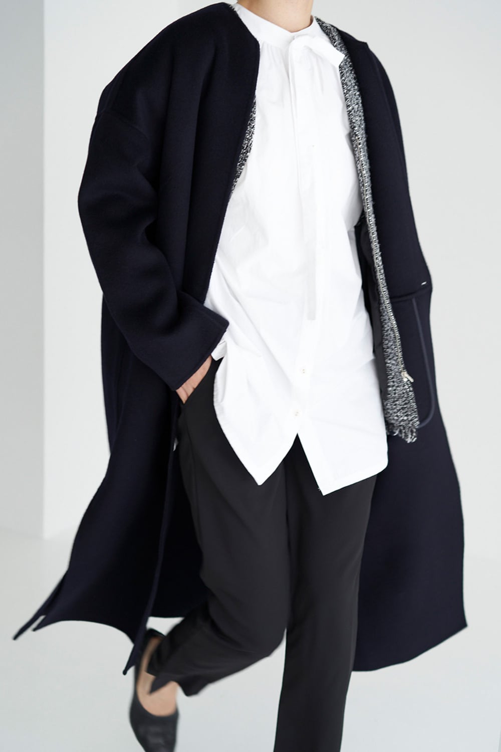 残りわずか Wool River Tailored Coat - Dark Navy | seven dot