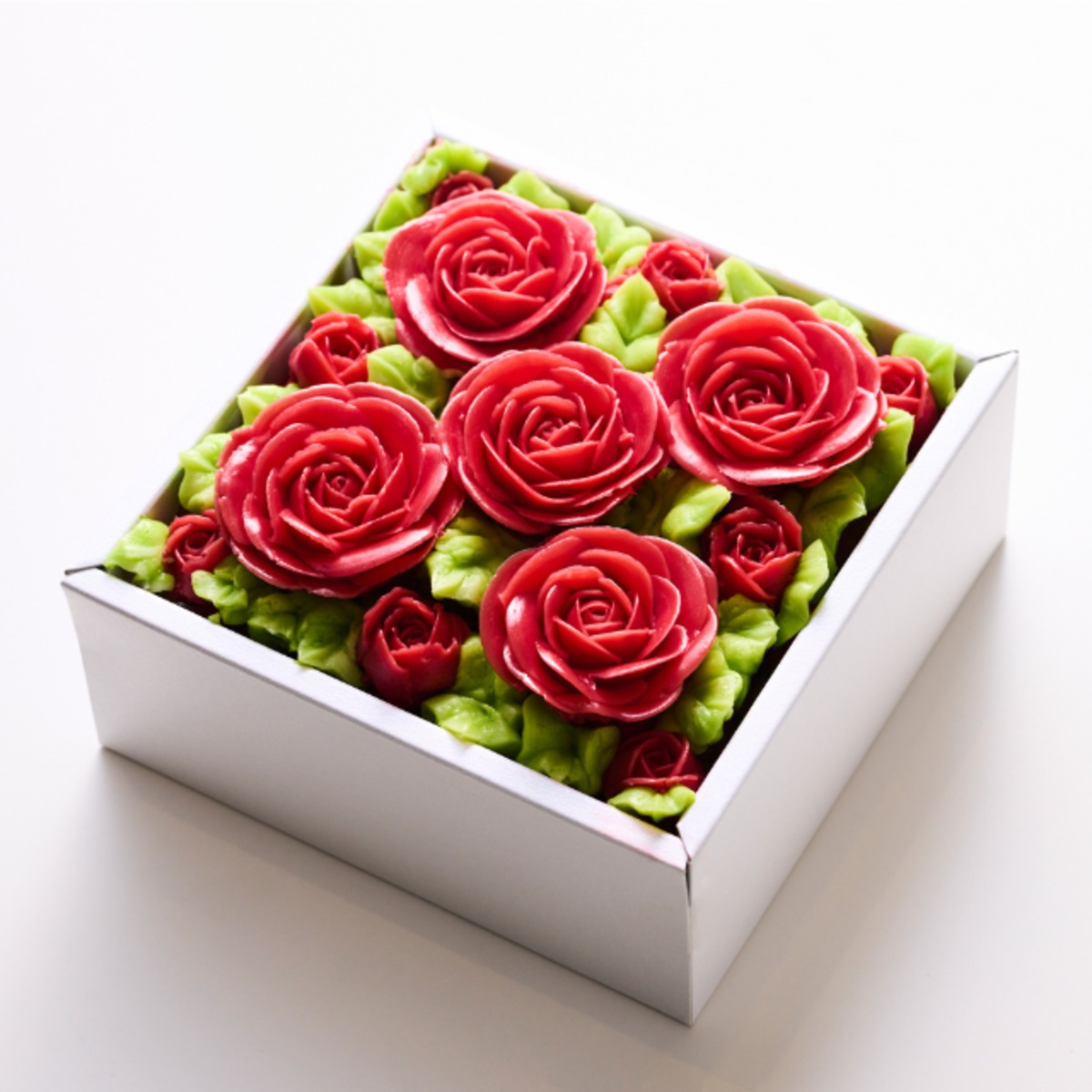 【Shining Red】Anniversaryボックスフラワーケーキ | Flower Picnic