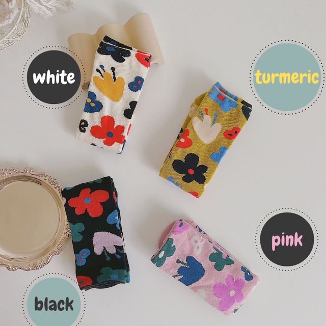 【即納】北欧風デザインカラフルソックス 踵なしタイプ