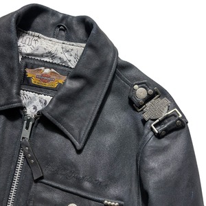 HARLEY-DAVIDSON black crack leather riders jacket