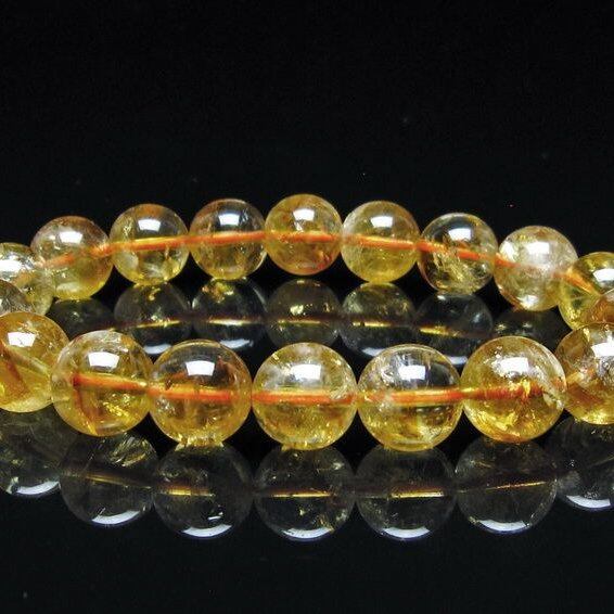 シトリン ブレスレット 虹入り 11mm シトリンクォーツ ブレス メール便可 一点物 111-50500