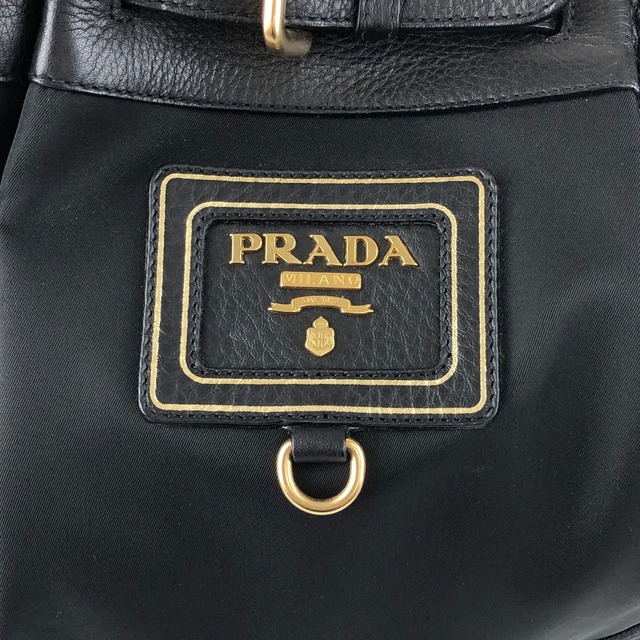 PRADA プラダ ショルダーバッグ ブラック ロゴ レザー フロントバックル vintage ヴィンテージ オールド rv2srn