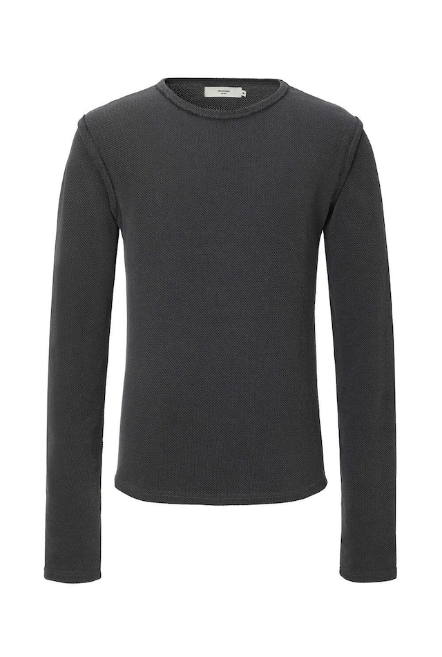 [threetimes] Waffle slim tee (Chacoal) 正規品 韓国ブランド 韓国通販 韓国代行 韓国ファッション スリータイムズ three times 日本 店舗