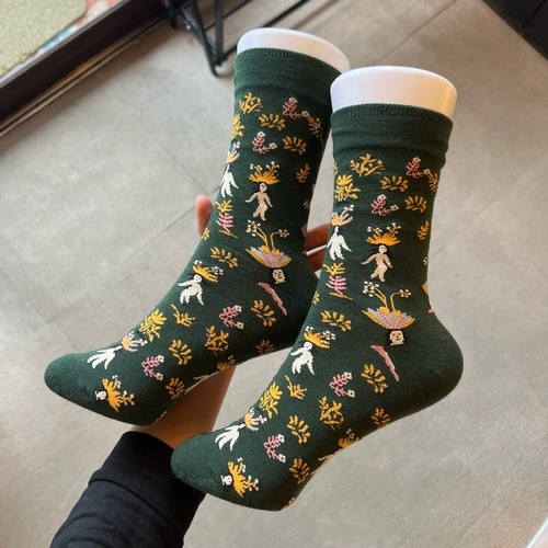 TOPANGA Socks  Lady's Art Socks　Forest Fairy　アートソックス　　森の妖精　グリーン　緑　妖精　レディースソックス　靴下