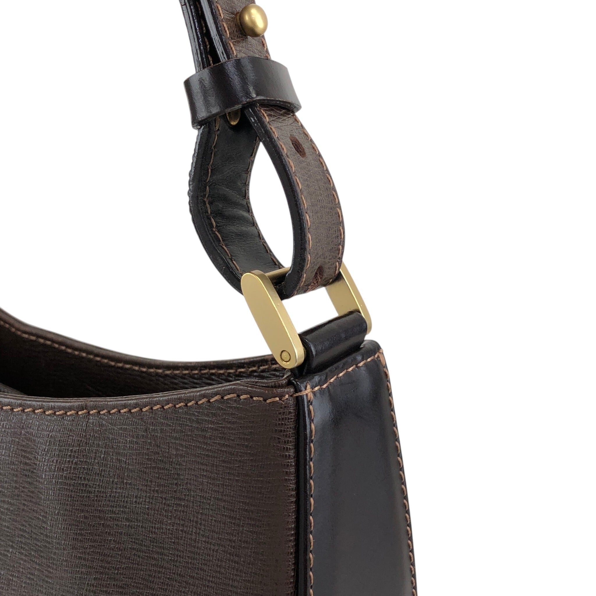 BURBERRY バーバリー ショルダーバッグ ブラウン プレートロゴ レザー