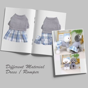 異素材コンビワンピ／オールインワン　PAA0035　ドッグウェア　犬服　猫服　ワンピース　チェック　ニット　つなぎ