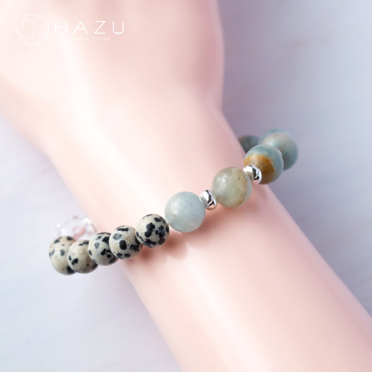 心和む癒しのブルーブレス［ブルーカルサイト／ダルメシアンジャスパー