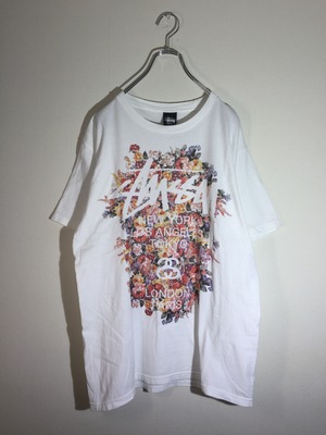 stussy ロゴデザインTシャツ ロゴプリント 花柄