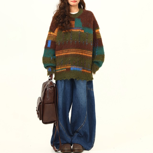 patchwork mohair knit　パッチワークモヘアニット　J1488
