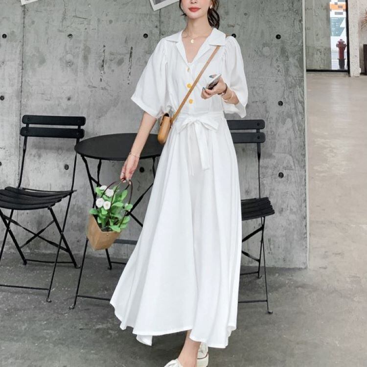 夏新作 シャツワンピース ロング丈 マキシワンピース レディース ワンピース ロング 半袖 ロングワンピース ワンピース ロング丈 ワンピース マキシ丈 シャツワンピ ワンピ ウエストマーク 春夏新作 夏 夏服 春夏 新作 ホワイト 白 パープル グリーン P47 Kirari きらり