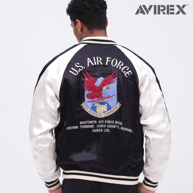 AVIREX ネイビースカジャン 日本製 AVIREX（アヴィレックス） スカジャン 「SOUVENIR COLLECTION」ORGANDY