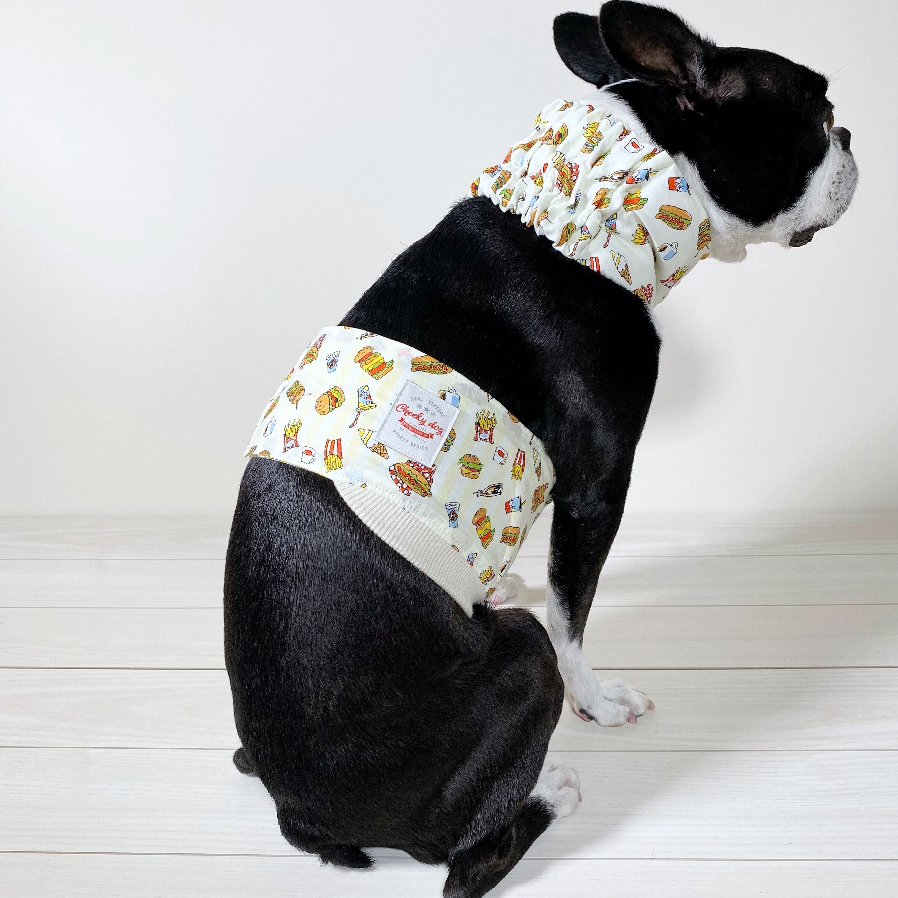 クールエプロン＜ジャンクフード柄/yellow/white＞/ボストンテリア/犬