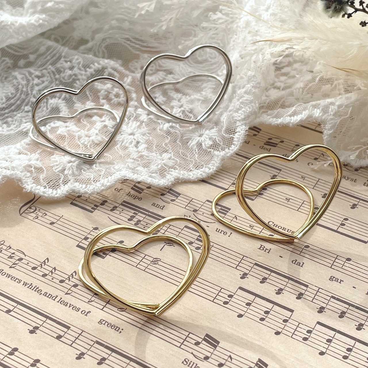 【4個】限定予約販売♪ハート型カードスタンド ゴールド