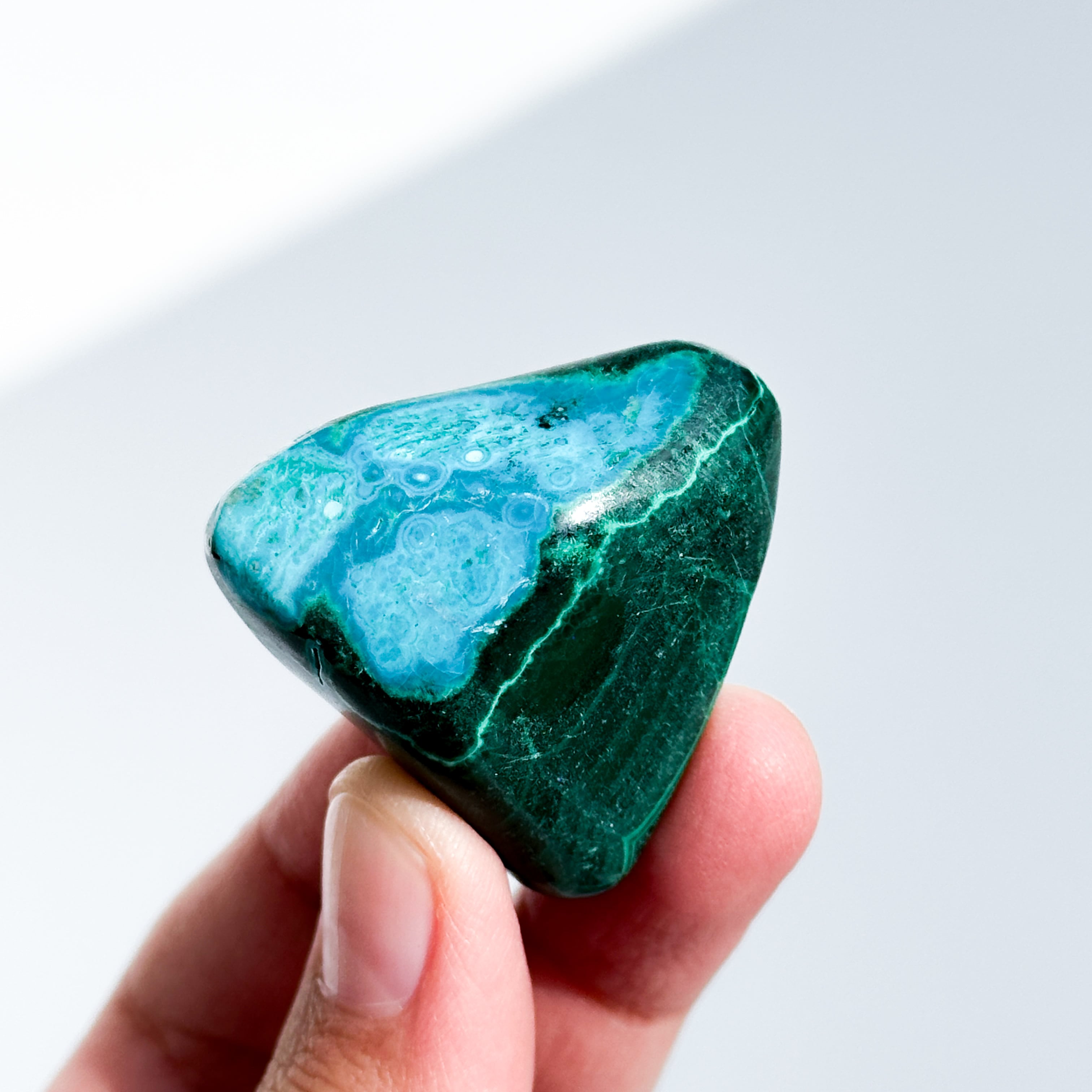 マラカイト with クリソコラ（マラコラ） タンブル22◇ Malachite with