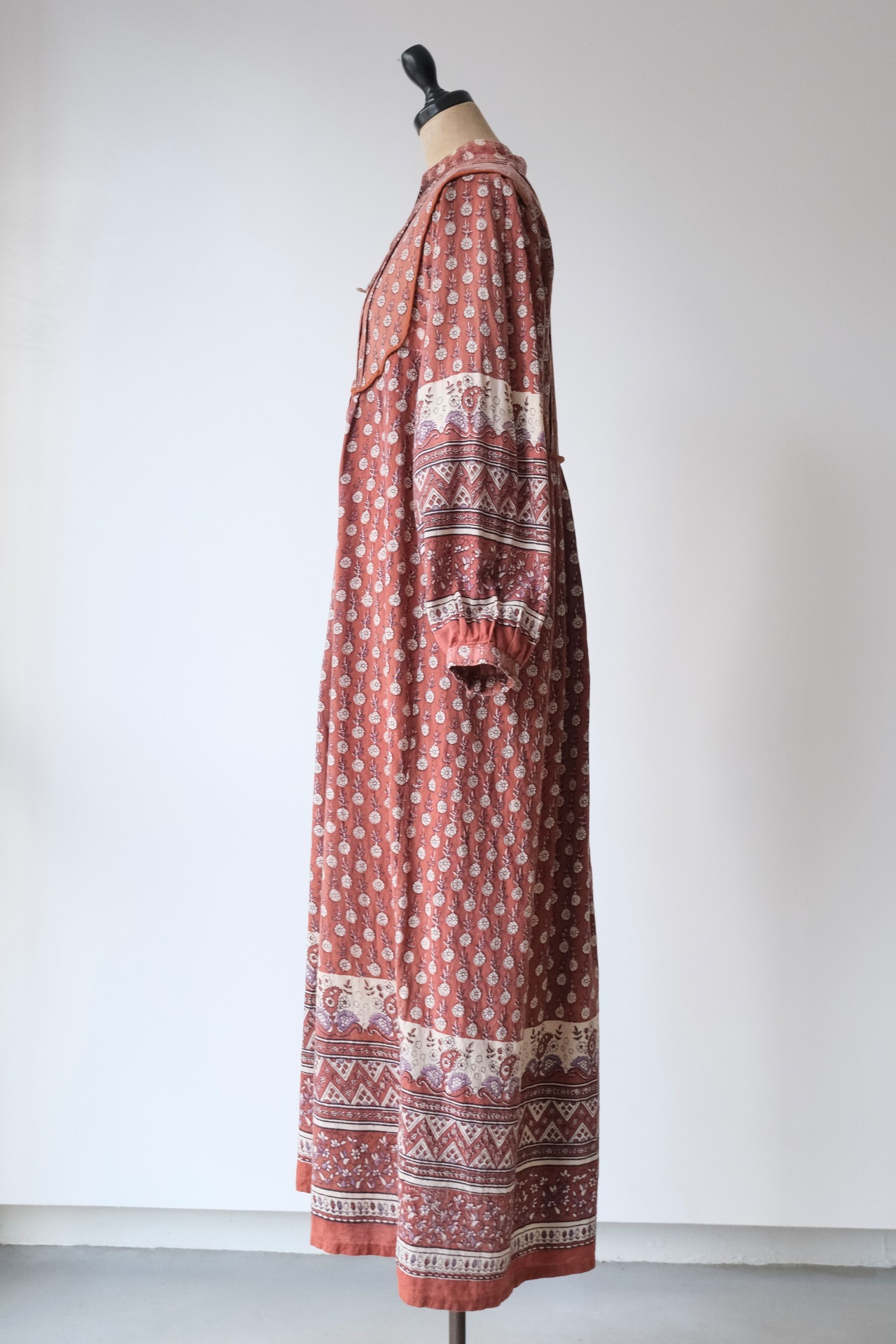 Indian cotton terracotta with lavender dress