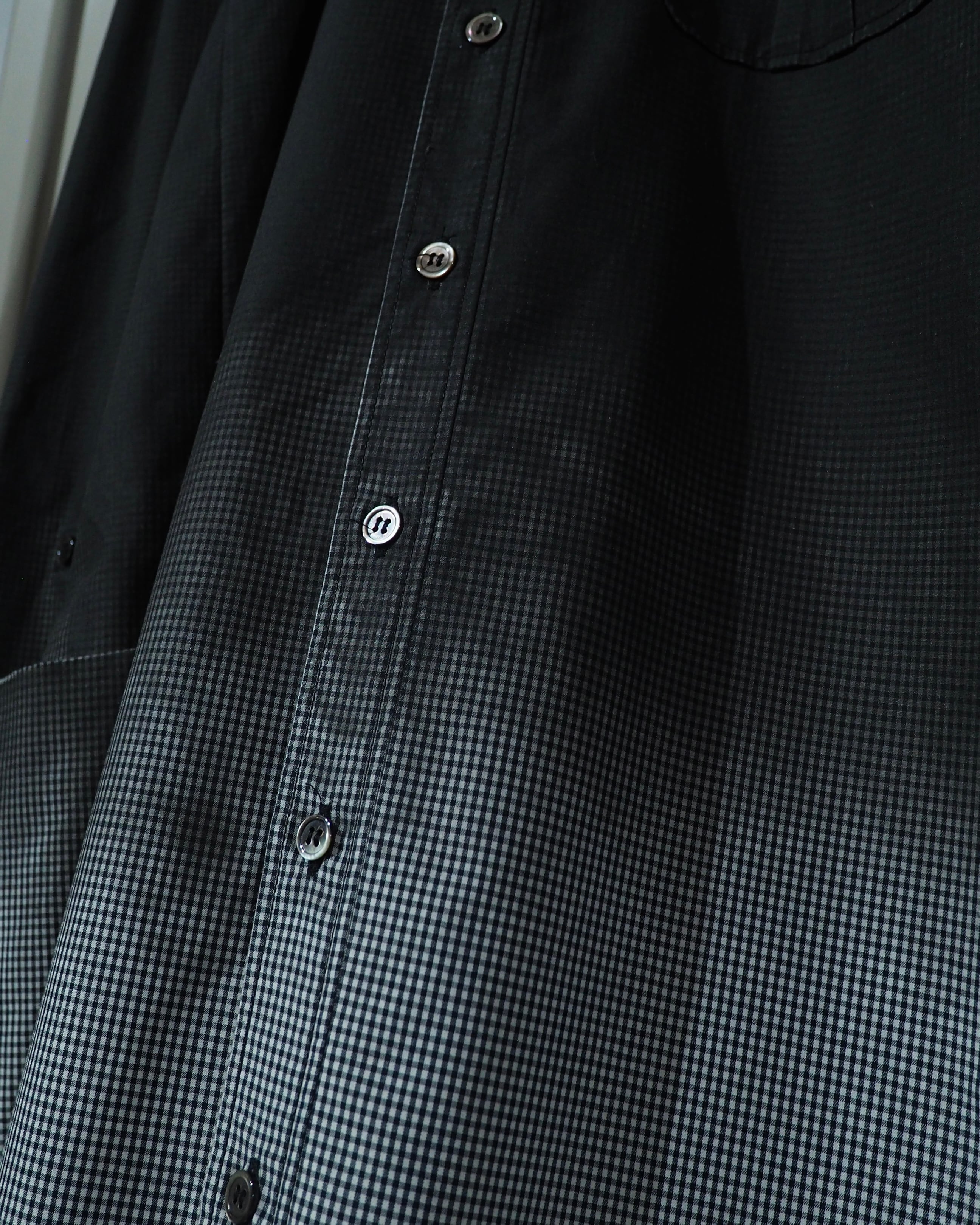 " DIET BUTCHER SLIM SKIN " Beautiful Gradation × Gingham Check Long Length Shirt