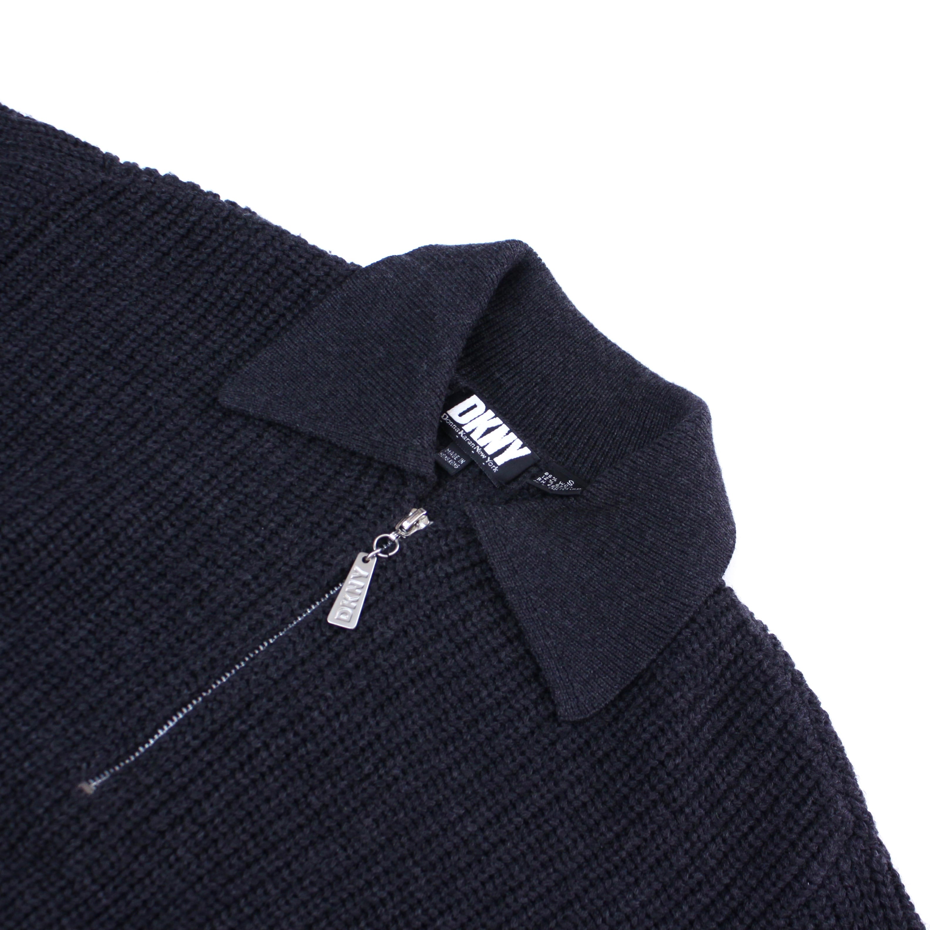 1103. DKNY half zip knit ハーフジップニット 黒 ダナキャラン