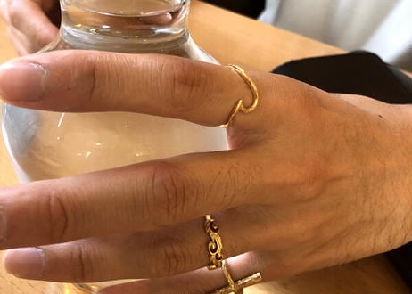 ハワイアンジュエリー リング 波 ウェーブ K14イエローゴールド