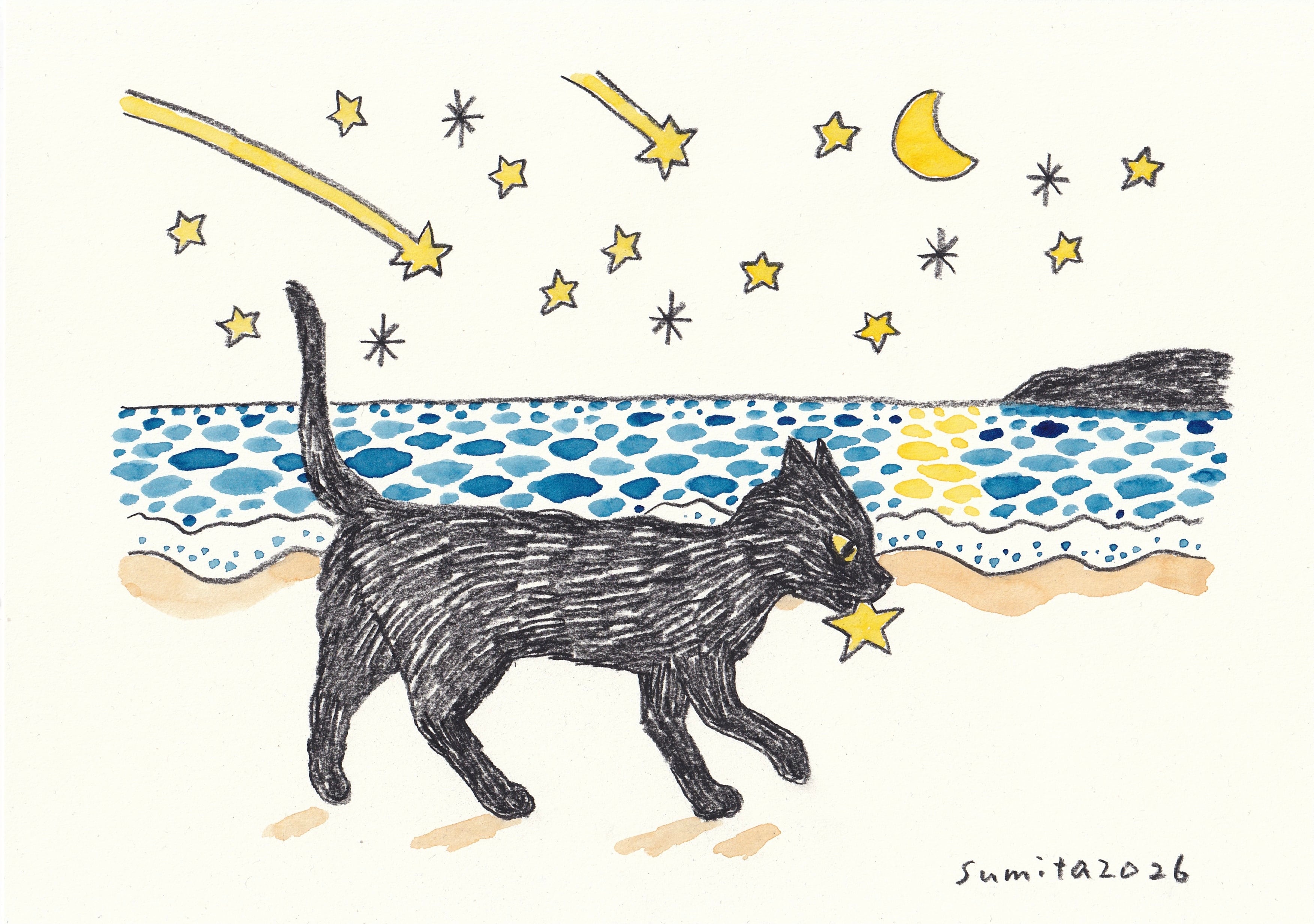 sumita masatakaさん　イラスト　原画　ネコ sumita2025