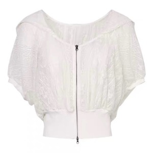 [DoublePunch] Lace Short Zipper Hoodie